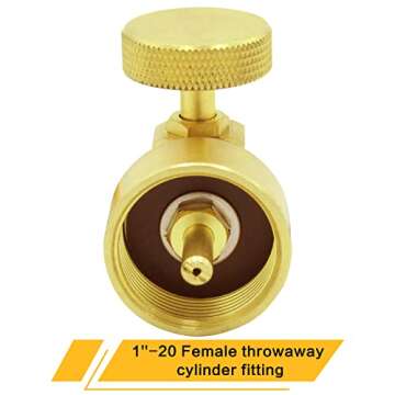 MCAMPAS Adjustable Brass Propane Regulator Valve,1/4" NPT Male to 1"-20 Female Thread Adapter -Oxy/Fuel Gas Cylinder CGA600 Connector for MC Regulator & 1LB Disposable Tanks