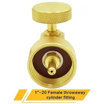 MCAMPAS Adjustable Brass Propane Regulator Valve,1/4" NPT Male to 1"-20 Female Thread Adapter -Oxy/Fuel Gas Cylinder CGA600 Connector for MC Regulator & 1LB Disposable Tanks
