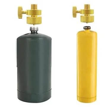 MCAMPAS Adjustable Brass Propane Regulator Valve,1/4" NPT Male to 1"-20 Female Thread Adapter -Oxy/Fuel Gas Cylinder CGA600 Connector for MC Regulator & 1LB Disposable Tanks