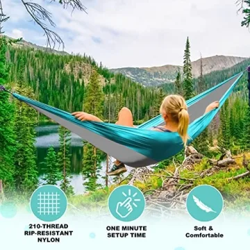SZHLUX Double Camping Hammock - Portable & Durable for Outdoors