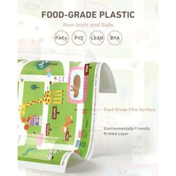 Babebay Disposable Placemats for Baby, 60 Pack Sticky Toddler Placemat for Restaurants, Dining Table, Party, Travel, 12" x 18" with 3 Designs