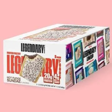 Legendary Foods 20 gr Protein Pastry, Low Carb Tasty Protein Bar Alternative, Keto Friendly, No Sugar Added, High Protein Breakfast Snacks, Gluten Free Keto Food - Hot Fudge (8-Pack)