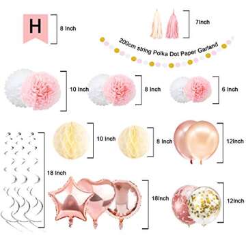 Birthday Decorations Balloon Banner – Rose Gold Happy Birthday Decoration, Happy Birthday Banner, 16th 18th 21st 30th 50th 60th Birthday Balloons Birthday Party Decoration for Women girls