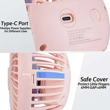 Portable Stroller Fan, With Flexible Tripod and 3 Speeds Clip On Car Seat Fan Mini Small Personal Handheld Battery Powered USB Fan, for Pram Crib Bike Treadmill Camping and Student Bed Desk