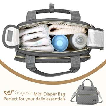 GOGOSO Crossbody Small Diaper Bag, Cute Mini Baby Diaper Tote Bags with Insulated Pockets for Traveling Outdoor Parent,Gray