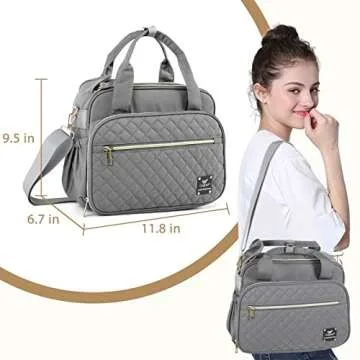 GOGOSO Crossbody Small Diaper Bag, Cute Mini Baby Diaper Tote Bags with Insulated Pockets for Traveling Outdoor Parent,Gray
