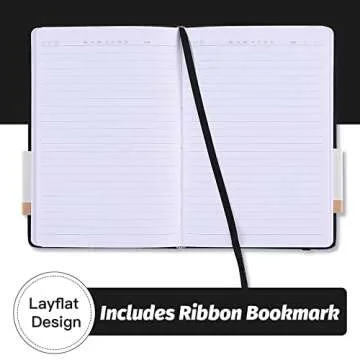 SUIN Hardcover-Journal-Notebooks, A5 Lined Journals Notebook for Writing 200 Pages, 8.2 x 5.5 inch, Classic Ruled Notebooks for Work/Travel/College (Black- 1 Pack)