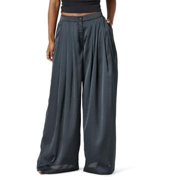Elegant Sheer Pleated Wide Leg Pants for Women - Comfortable & Stylish
