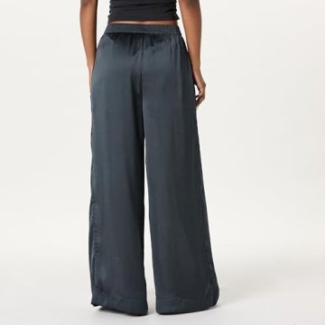 Sheer Pleated Wide Leg Pants Black Comfortable Stylish