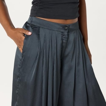 Sheer Pleated Wide Leg Pants Black Comfortable Stylish