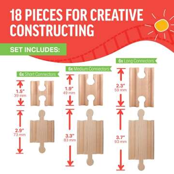 Tiny Conductors 18-Piece Wooden Train Track Connectors Set