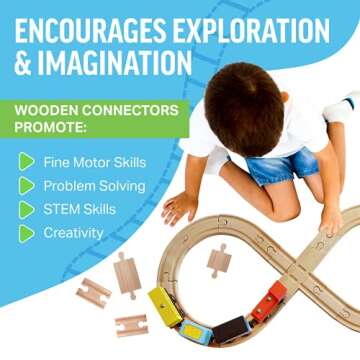 Tiny Conductors 18-Piece Wooden Train Track Connectors Set