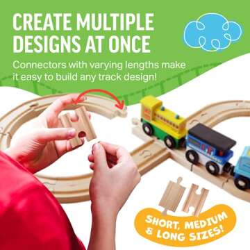 Tiny Conductors 18-Piece Wooden Train Track Connectors Set