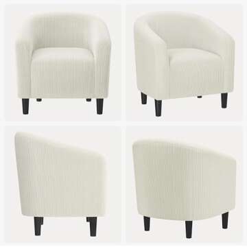 Yaheetech Accent Barrel Chair, Corduroy Fabric Club Chair, Furry Sherpa Elegant Armchair with Cozy Soft Padded, Suitable for Living Room Bedroom Reception Room Office, Beige