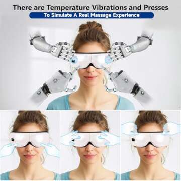 Eye Massager with Heat and Vibration, Folding Eye Mask, Heated Eye Massager for Migraine Relief, Rel...