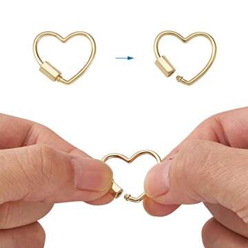 Fashewelry 5Pcs Mixed Screw Keychain Carabiner Lock Clasps Real 18K Gold Plated Screw Locking Hook Closure Buckle for Necklace Bracelet Making Mini Dangling Charms Pendant Keyrings Handbag Decor