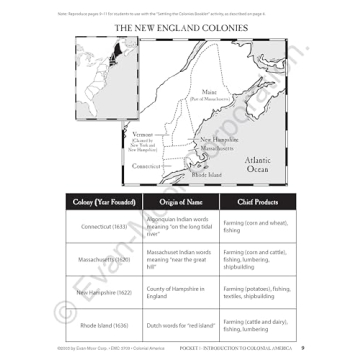 Colonial America History Workbook for Grades 4-6+