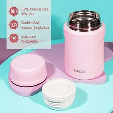 GOGOJOVE 16 oz Insulated Food Jar for Hot or Cold Meals