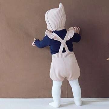 Pinleck Baby Girls Knitted Ruffle Cute Romper Cross Bandage Jumpsuit Bodysuit (Pink, 80/Fit 9-12 Months)