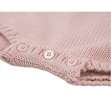 Pinleck Baby Girls Knitted Ruffle Cute Romper Cross Bandage Jumpsuit Bodysuit (Pink, 80/Fit 9-12 Months)