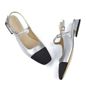 Dsevht Women’s Silver Slingback Flats for Effortless Style