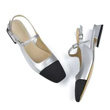 Dsevht Women’s Silver Slingback Flats for Effortless Style