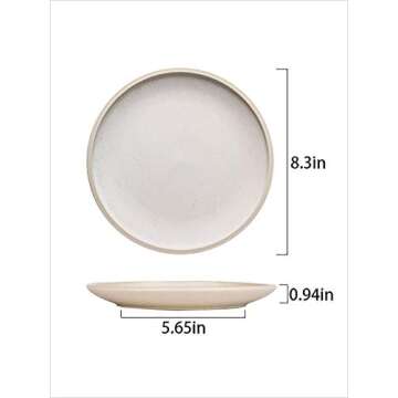 MDZF SWEET HOME 8.3-Inch Porcelain Dinner Plates Set, Pasta Serving Plates Matte Glaze Dessert Dishes - Set of 4
