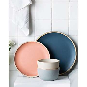 MDZF SWEET HOME 8.3-Inch Porcelain Dinner Plates Set, Pasta Serving Plates Matte Glaze Dessert Dishes - Set of 4