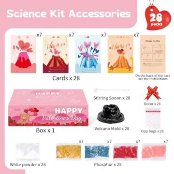 LMTGLDT Valentines Day Gifts for Kids -28Pcs Volcano Science Kit,Volcano Kit with Valentines Card, E...