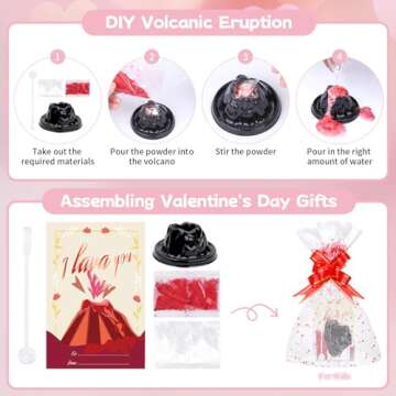 LMTGLDT Valentines Day Gifts for Kids -28Pcs Volcano Science Kit,Volcano Kit with Valentines Card, Experiments Science Kits for Kids Classroom Exchange School Activities Party Favors