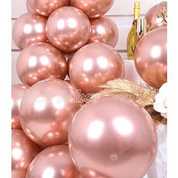 AULE 50 Pcs 12" Rose Gold Metallic Chrome Balloons