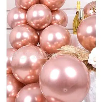 AULE 50 Pcs 12" Rose Gold Metallic Chrome Balloons
