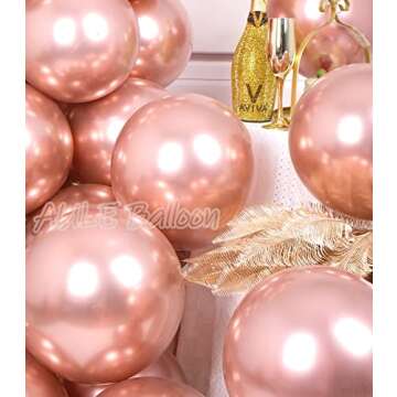 AULE 50 Pcs 12" Rose Gold Metallic Chrome Balloons