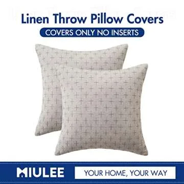 MIULEE Pack of 2 Decorative Burlap Linen Throw Pillow Covers Modern Farmhouse Pillowcase Rustic Woven Textured Cushion Cover for Sofa Couch Bed 20x20 Inch Light Grey