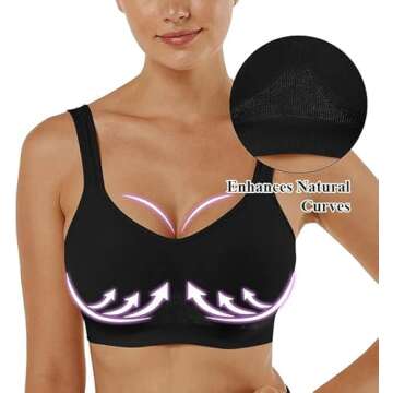 Vertvie Wireless Bras for Women Seamless Full Coverage Wirefree Sports Bra Plus Size Bralette for Sleeping Workout Everyday Wear(1 PC- Black,XL)