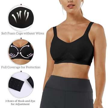 Vertvie Wireless Bras for Women Seamless Full Coverage Wirefree Sports Bra Plus Size Bralette for Sleeping Workout Everyday Wear(1 PC- Black,XL)
