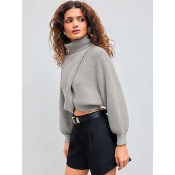 CIDER Cropped Sweater Women Turtleneck Stylish Fall Fashion