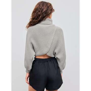CIDER Cropped Sweater Women Turtleneck Stylish Fall Fashion