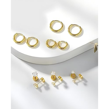 Hypoallergenic Gold Hoop & Stud Earrings Set for Sensitive Ears