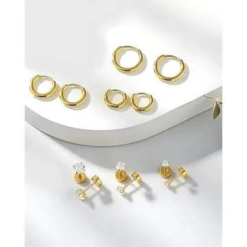Hypoallergenic Gold Hoop & Stud Earrings Set for Sensitive Ears