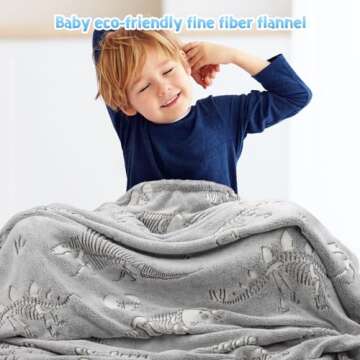 Magical Dinosaur Glow in The Dark Blanket for Kids