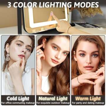 FENNIO Vanity Mirror with Lights 19"x22" - LED Lighted Makeup Mirror,Large Makeup Mirror with Lights...