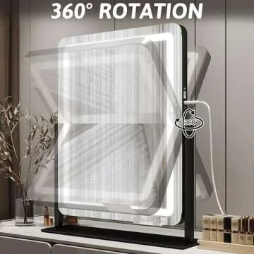 FENNIO Vanity Mirror with Lights 19"x22" - LED Lighted Makeup Mirror,Large Makeup Mirror with Lights,Touch Screen with 3-Color Lighting,Led Mirror Makeup,Dimmable, for Vanity Desk Tabletop, Bedroom