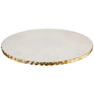 Mud Pie 16" Marble Lazy Susan with Gold Accents