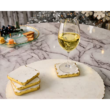 Mud Pie 16" Marble Lazy Susan with Gold Accents