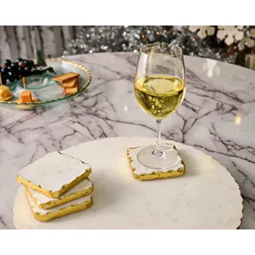 Mud Pie 16" Marble Lazy Susan with Gold Accents