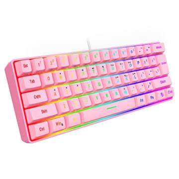 Snpurdiri 60% Wired Gaming Keyboard,RGB Backlit Ultra-Compact Waterproof Mini 61 Keys Keyboard, for ...