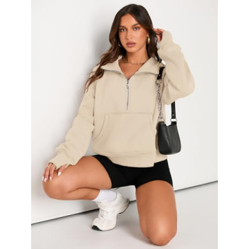 AUTOMET Women’s Cozy Half Zip Cropped Hoodie for Fall Fashion