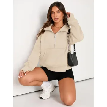 AUTOMET Women’s Cozy Half Zip Cropped Hoodie for Fall Fashion