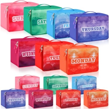 Paterr 7 Pcs Packing Cubes for Travel Kids Days of Week Compression Packing Cubes Colorful Luggage O...